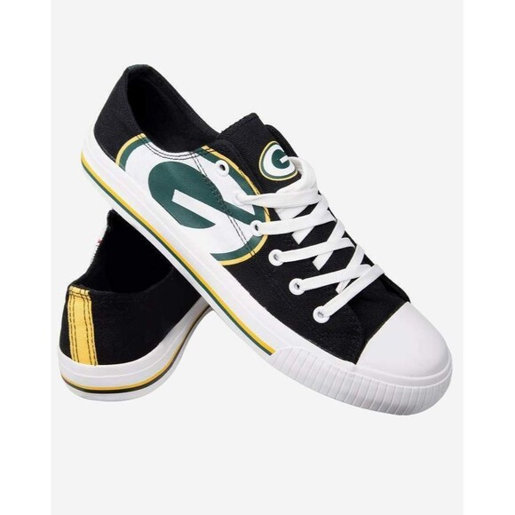 Green Bay Packers LOGO Men’s CANVAS Sneakers SIZE 9 - Picture 1 of 1
